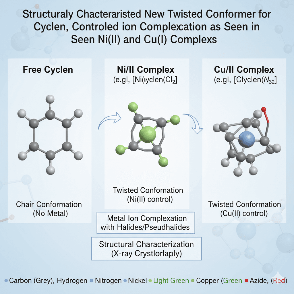 Structurally Characterised New Twisted Conformer for Cyclen, Controlled by Metal ion Complexation as Seen in NiII and CuII Complexes with halides and pseudohalides