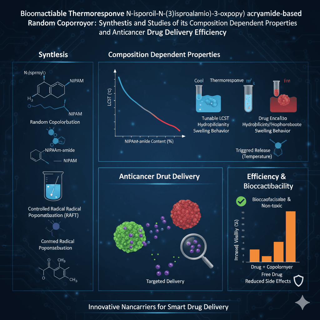 Biocompatible thermoresponsive N-isopropyl- N-(3-(isopropylamino)-3-oxopropyl) acrylamide- based random copolymer: synthesis and studies of its composition dependent properties and anticancer drug delivery efficiency