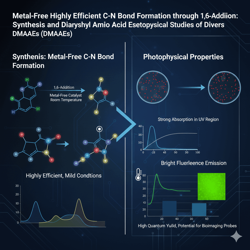 Metal free highly efficient C-N bond formation through 1,6-addition: Synthesis and photophysical studies of diaryl methyl amino acid esters (DMAAEs)