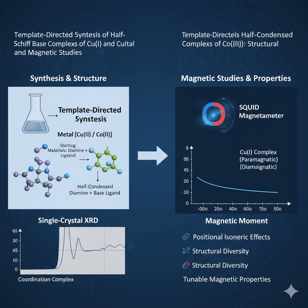 Template-Directed Synthesis of Half Condensed Schiff base Complexes of Cu(II) and Co(III): Structural and Magnetic Studies